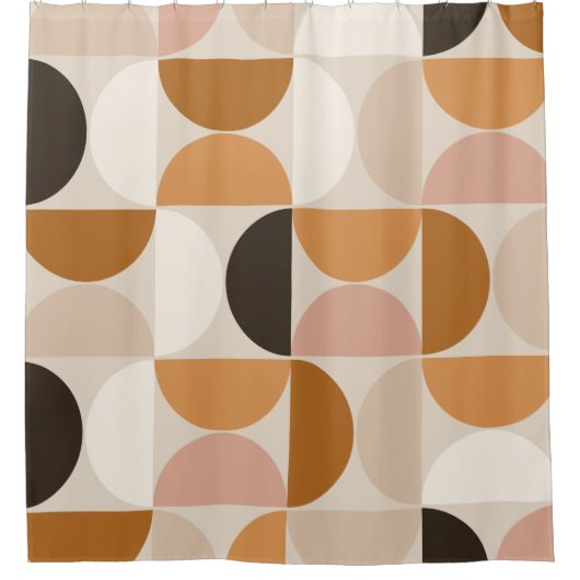 Rideaux De Douche Mid Century Moderne Rétro Motif Brown Tons de la T (Devant)