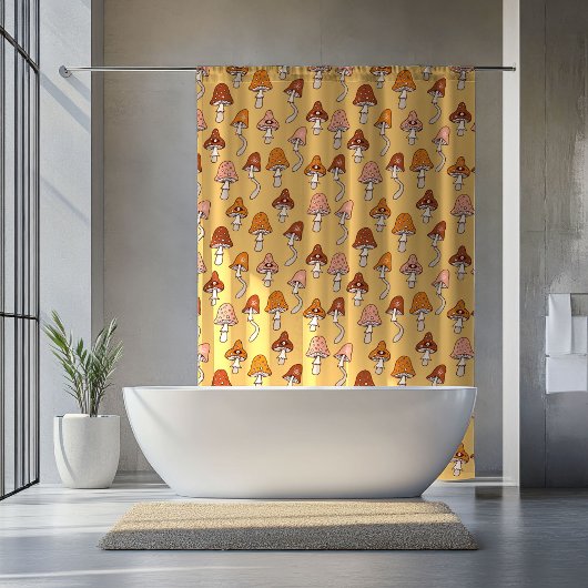 Rideaux De Douche Mid-Century Shower Curtain Copper & Pink Pop