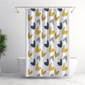Rideaux De Douche Mid Mod Abstract Pattern Navy, Mustard Yellow