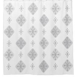 Rideaux De Douche Midcentury Starburst Diamonds Light Gray