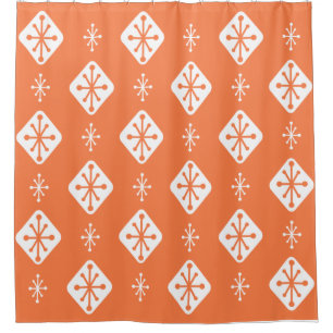 Rideaux De Douche Midcentury Starburst Diamonds Orange