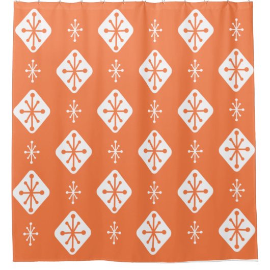 Rideaux De Douche Midcentury Starburst Diamonds Orange (Devant)
