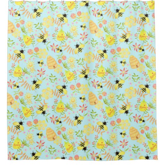 Rideaux De Douche Miel Bee Blue (Devant)