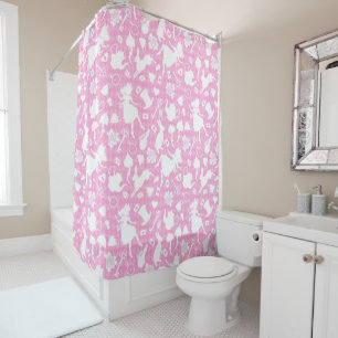 Rideaux De Douche Mignon Alice aux pays des merveilles aquarelle ros