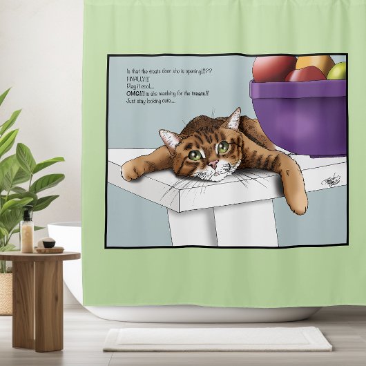 Rideaux De Douche Mignon Chat Tigre Orange Drôle en Attente