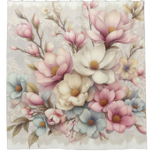 Rideaux De Douche Mignon chic fille floral et dentelle