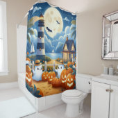 Rideaux De Douche Mignon, Nautique/côtier Halloween fantôme/citrouil (En situation)