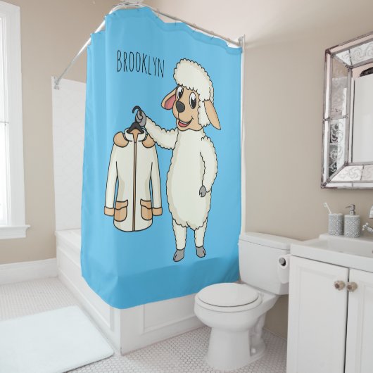 Rideaux De Douche Mignonne brebis avec blouson (En situation)