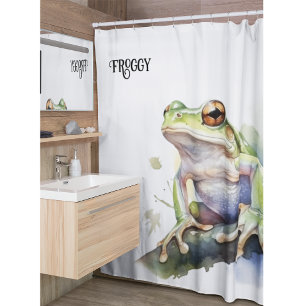 Rideaux De Douche mignonne grenouille d'arbre assise sur une branche