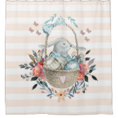 Rideaux De Douche Mignonne lapin dans un panier avec des oeufs et de (Devant)