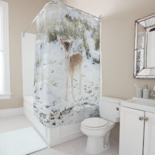 Rideaux De Douche Mignonne petite Faune dans la neige hivernale 1 #a