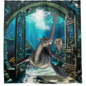 Rideaux De Douche Mignonne petite sirène avec sadragon. (Devant)