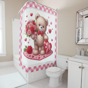 Rideaux De Douche Mignonne Valentine's Day Teddy Bear