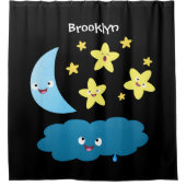 Rideaux De Douche Mignons étoiles chantant, lune et bande dessinée d (Devant)