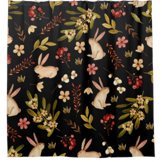 Rideaux De Douche Mignons lapins : Motif à main aquarelle