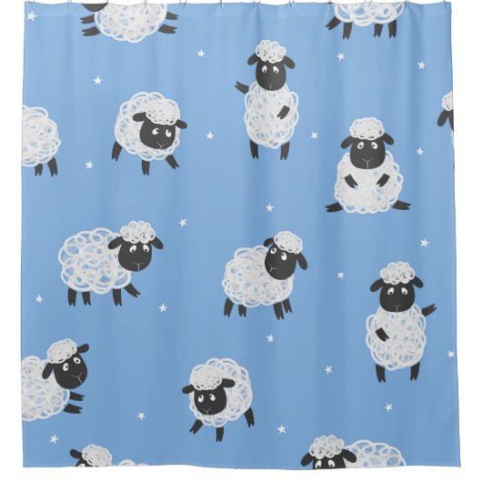 Rideaux De Douche Mignons moutons blancs : agneaux vintages. (Devant)