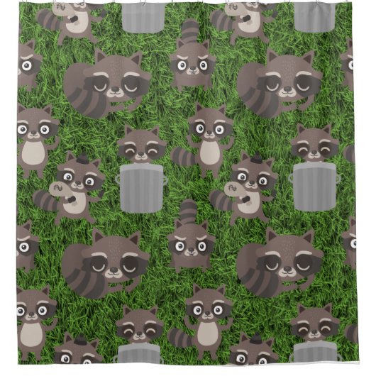 Rideaux De Douche mignons raccoons poubelle poubelle caissons (Devant)
