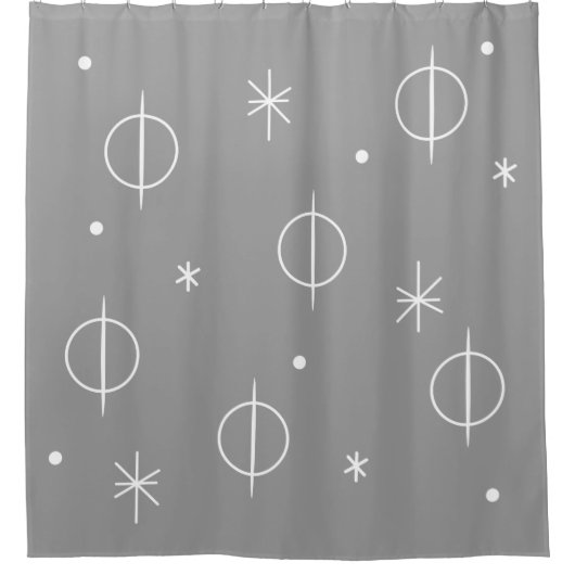 Rideaux De Douche Milieu du siècle moderne Cercles Abstraits Étoiles (Devant)