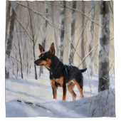 Rideaux De Douche Mince Pinscher Laisser Neige Noël (Devant)
