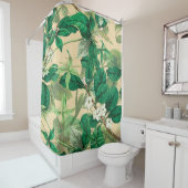 Rideaux De Douche Mini fleurs blanches avec motif feuille (En situation)