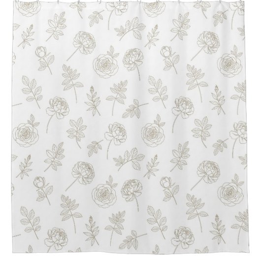 Rideaux De Douche Minimal Botanical Line Art Pattern (8) (Devant)