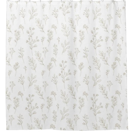 Rideaux De Douche Minimal Botanical Line Art Pattern (9) (Devant)