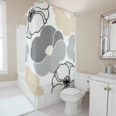Rideaux De Douche Minimal Botanicals, Neutral Beige & Ivory Pattern (En situation)
