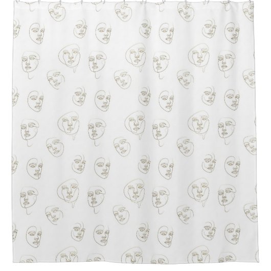 Rideaux De Douche Minimal Female Face Line Pattern (1) (Devant)