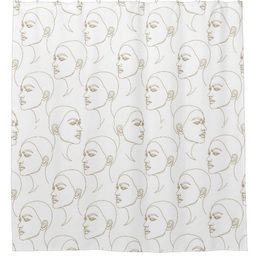 Rideaux De Douche Minimal Female Face Line Pattern (2) (Devant)