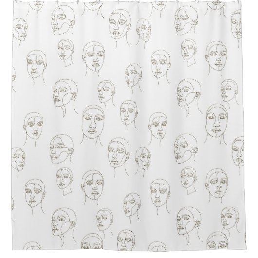 Rideaux De Douche Minimal Female Face Line Pattern (3) (Devant)