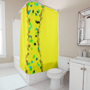 Rideaux De Douche Minimalisme Art Abstrait Bleu clair Jaune Noir