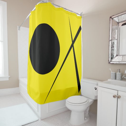 Rideaux De Douche Minimalisme moderne Art Abstrait Jaune Noir (En situation)