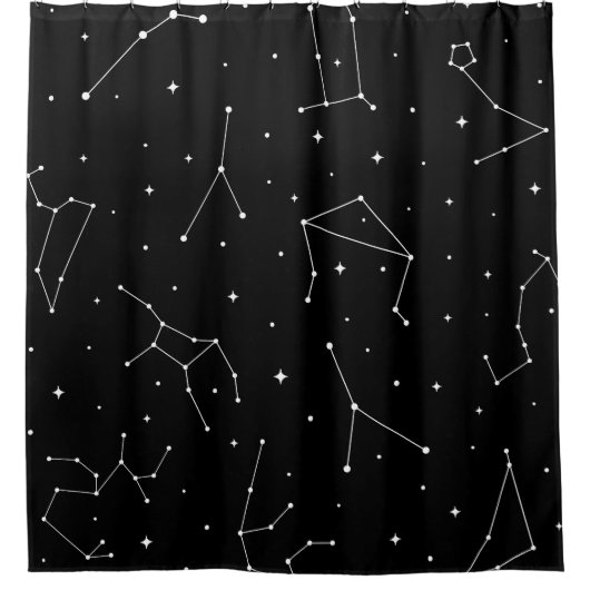 Rideaux De Douche Minimalist Constellation Pattern in Black & White (Devant)