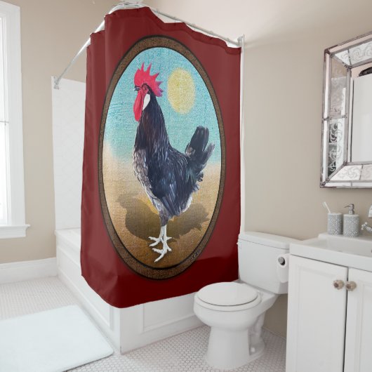 Rideaux De Douche Minorque Rooster Vintage Oval (En situation)