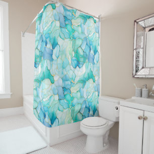 Rideaux De Douche Mint Aqua Pearl Marbre or