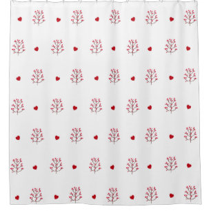 Rideaux De Douche Minuscule Rouge Et Blanc Amour Arbre Coeur
