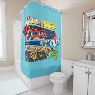 Rideaux De Douche Miraculous Ladybug & Cat Noir toujours vous protég