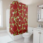 Rideaux De Douche mistletoe rouge de noël (En situation)