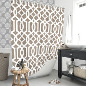 Rideaux De Douche Mocha et Treillis Blanc