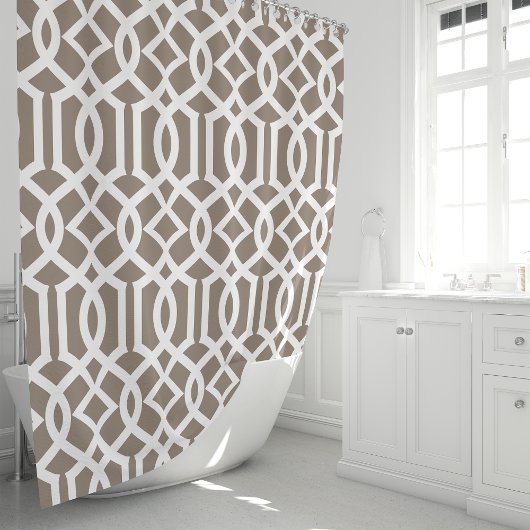 Rideaux De Douche Mocha et Treillis Blanc