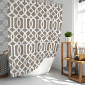 Rideaux De Douche Mocha et Treillis Blanc