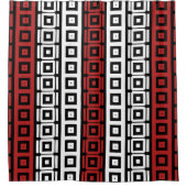 Rideaux De Douche mod noir blanc rouge carré rayures motif (Devant)