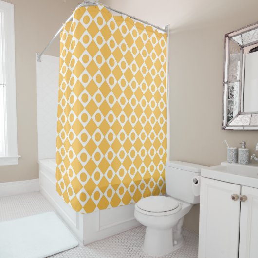 Rideaux De Douche Mod Retro 60's Mustard (En situation)