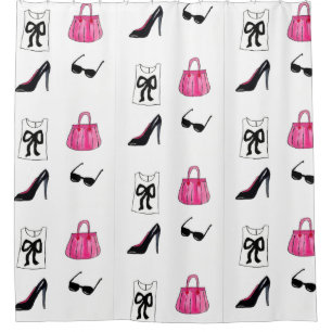 Rideaux De Douche Mode ado fashionista sac à main coquette arc