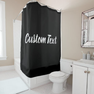Rideaux De Douche Modèle de texte de script noir et blanc simple