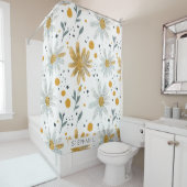 Rideaux De Douche Modèle floral blanc et jaune (En situation)