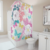 Rideaux De Douche Modèle floral coloré (En situation)