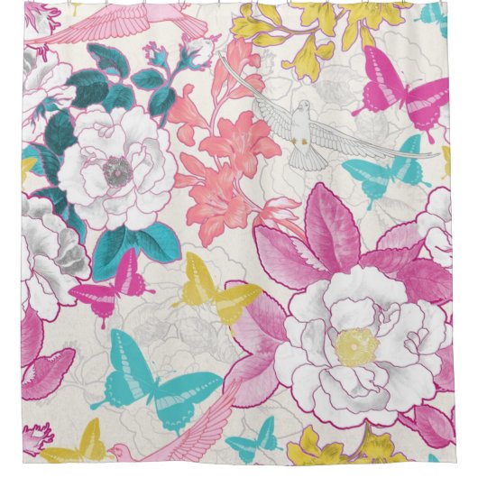 Rideaux De Douche Modèle floral coloré (Devant)