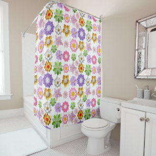 Rideaux De Douche Modèle floral coloré 3D moderne 03x4 Blanc BG
