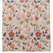 Rideaux De Douche Modèle floral rose feuille de fleurs (Devant)